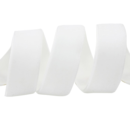 #3 Unwired Velvet Ribbon 15 Yards - White